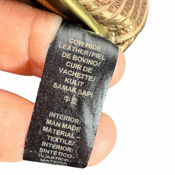 Fossil Metallic Leather Kiss Lock Coin Purse Wallet Brass Frame - Picture 10 of 12